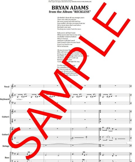 ブライアン・アダムス(BRYAN ADAMS) / HEAVEN(ヘヴン) バンド・スコア(TAB譜)