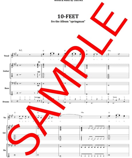 10-FEET / CHERRY BLOSSOM バンド・スコア(TAB譜) 楽譜 from68