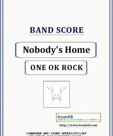 ONE OK ROCK (ワンオクロック) / Nobody's Home  バンド・スコア(TAB譜)　楽譜
