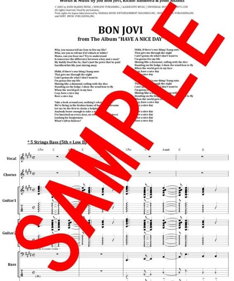 BON JOVI HAVE A NICE DAY サイン入り ボン・ジョヴィ (BON JOVI) / HAVE A NICE DAY (ハヴ・ア