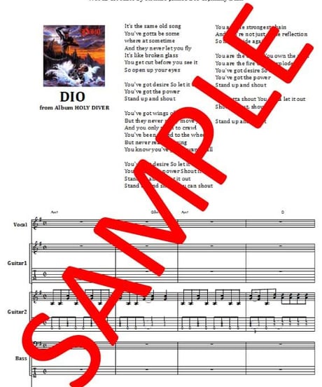 ディオ(DIO) / STAND UP AND SHOUT バンド・スコア　(TAB譜)