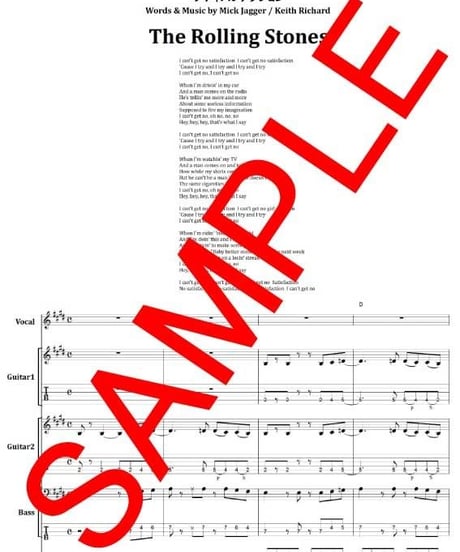 ローリング・ストーンズ (THE ROLLING STONES)  / (I CAN'T GET NO) SATISFACTION (サティスファクション) バンド・スコア(TAB譜) 楽譜