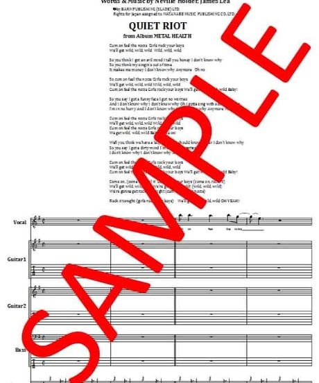 クワイエット・ライオット(QUIET RIOT)  / CUM ON FEEL THE NOIZE (カモン・フィール・ザ・ノイズ)  バンド・スコア(TAB譜) 楽譜