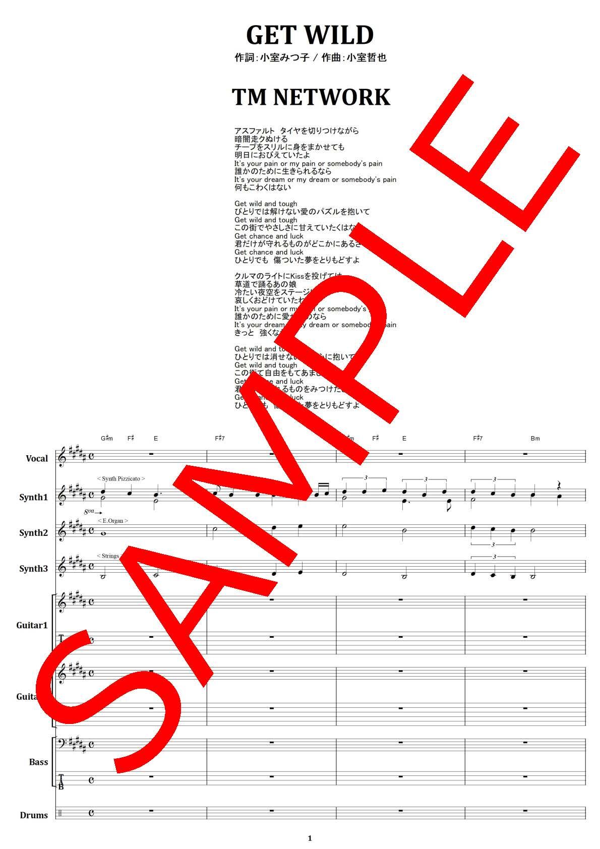 TMN (TM NETWORK) / GET WILD バンド・スコア(TAB譜) 楽譜