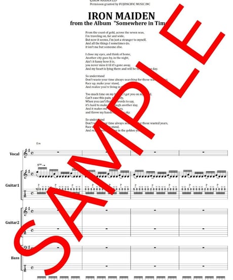IRON MAIDEN(アイアン・メイデン) / WASTED YEARS バンド・スコア(TAB譜) 楽譜 from68