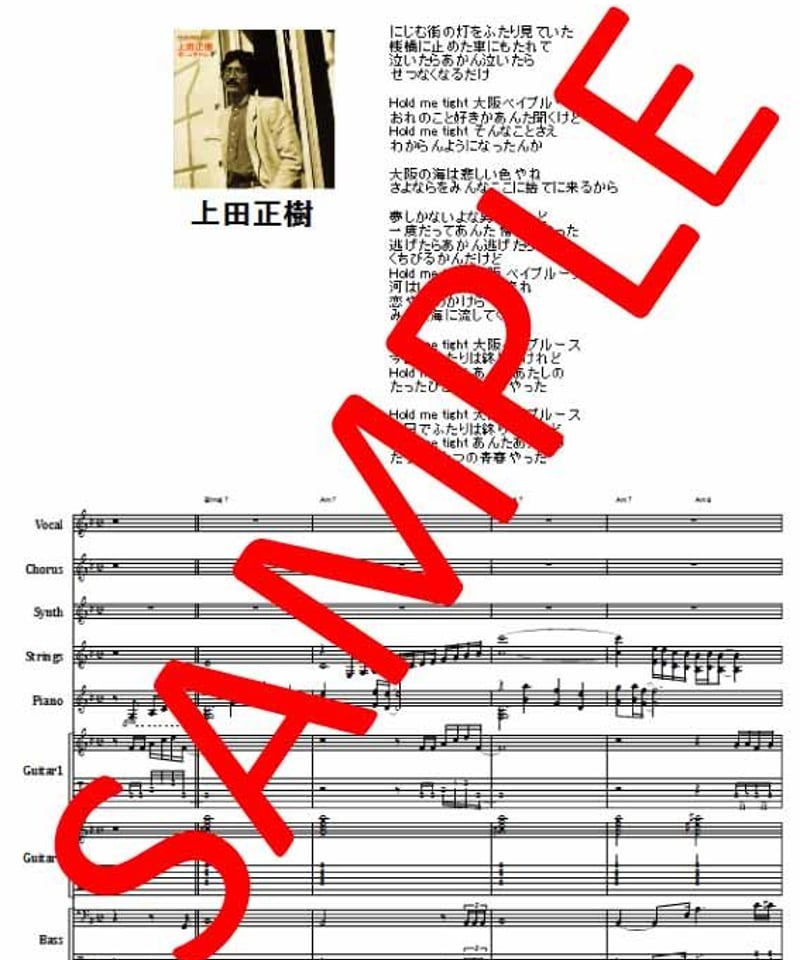 上田正樹 / 悲しい色やね バンド・スコア(TAB譜) 楽譜 | from68