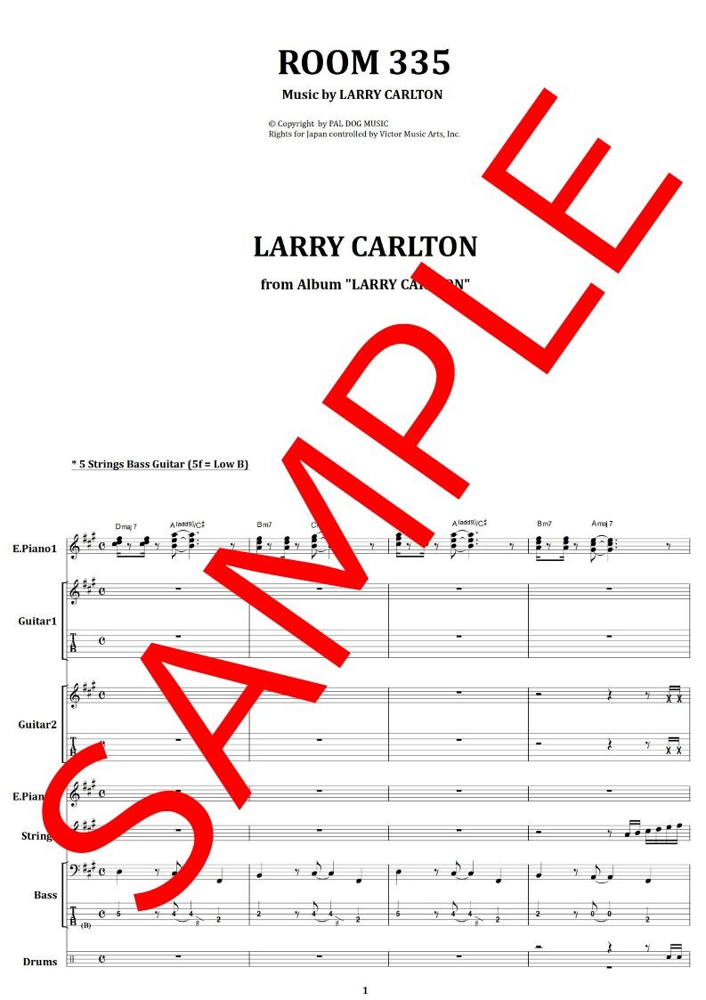 ラリー・カールトン(LARRY CARLTON) / ROOM 335 バンド・スコア(TA