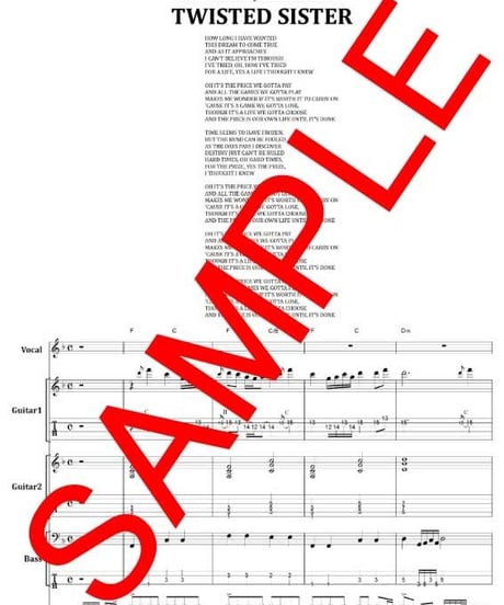 トゥイステッド・シスター(TWISTED SISTER) / THE PRICE  バンド・スコア(TAB譜) 楽譜