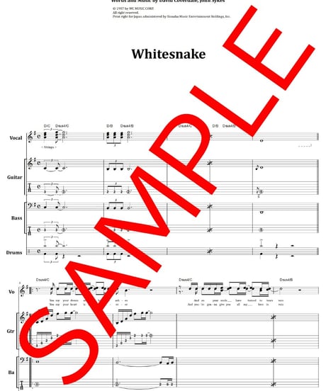WHITESNAKE(ホワイトスネイク) / DON'T TURN AWAY バンド・スコア(TAB譜) 楽譜 from68