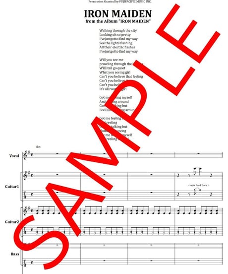 アイアン・メイデン (IRON MAIDEN) / PROWLER(プローラー) バンド・スコア(TAB譜) 楽譜