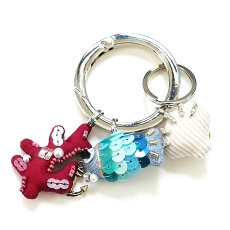 Key Ring(Red Coral×Fish×Shell)