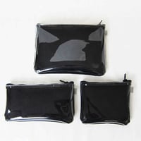 ポーチ（S/M/L）3点セット ／ 黒　帆布×ビニール　★紺・カーキをご希望の場合はメールにてご連絡ください。