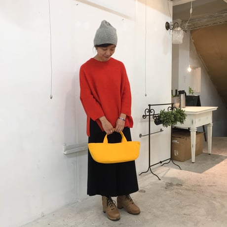 ＊受注制作＊蓋付き丸トート　よこなが（エレファントスキン）