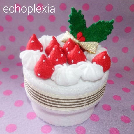 小物入れ【S】ショートケーキ（ボーダー）フェルトケーキ