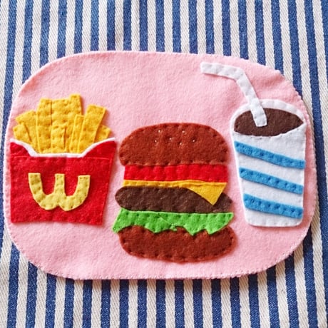 【ご注文品】フェルトの特大ハンバーガー屋さんワッペン