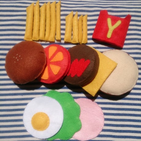 フェルトのハンバーガーセット／おままごと