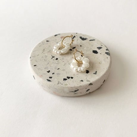 Irregular Shaped Pearl Hoop Pierced Earrings