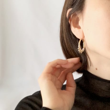 Beaded Crochet Chunky Hoop Pierced Earrings