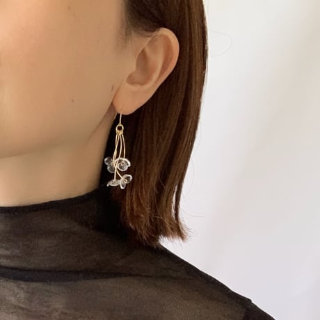 Crystal Flower Bouquet Pierced Earrings