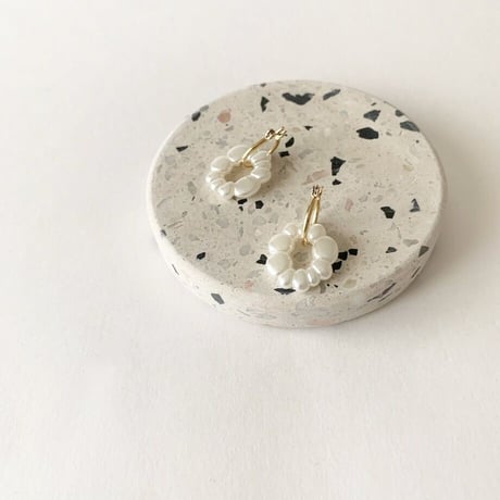Irregular Shaped Pearl Hoop Pierced Earrings