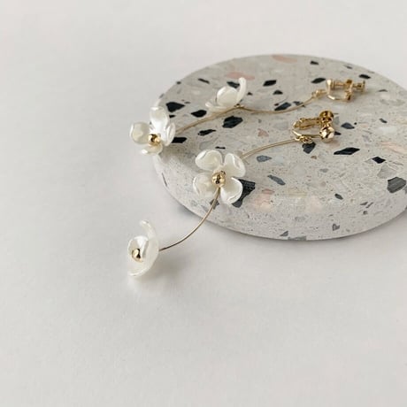 Tiny Pearl Flower Clip on Earrings