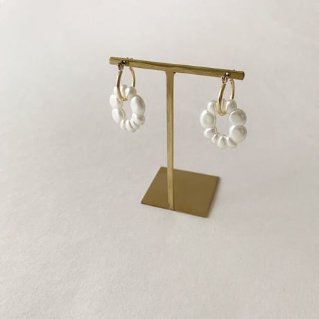 Irregular Shaped Pearl Hoop Pierced Earrings
