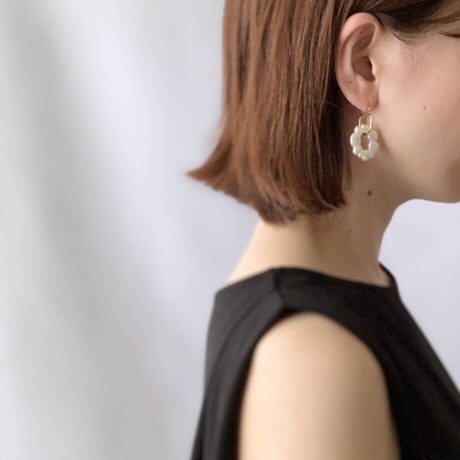 Irregular Shaped Pearl Hoop Pierced Earrings