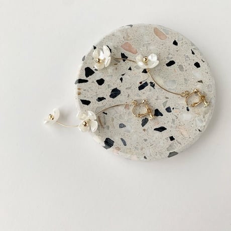 Tiny Pearl Flower Clip on Earrings