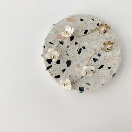 Tiny Pearl Flower Clip on Earrings