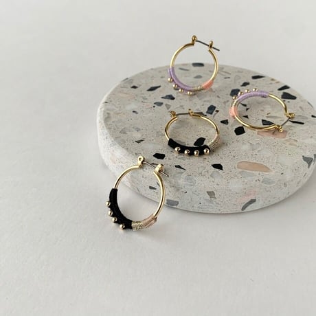 Beaded Crochet Hoop Pierced Earrings