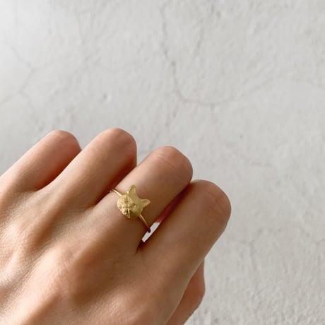 Brass Cat Face Ring