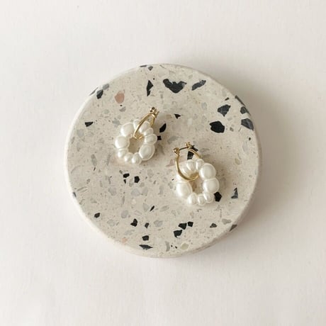 Irregular Shaped Pearl Hoop Pierced Earrings