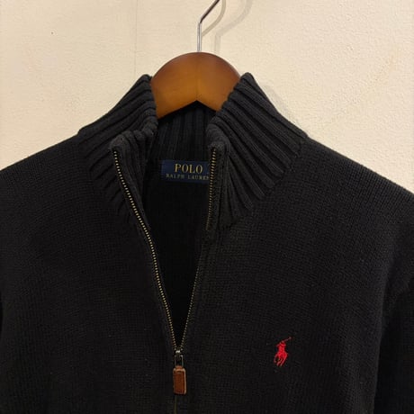 POLO RALPH LAUREN small pony half-zip sweat (Black/Red)