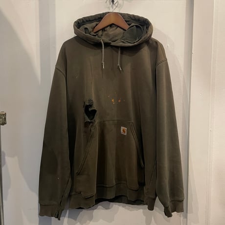 Carhartt bleched hole design hoodie (L)