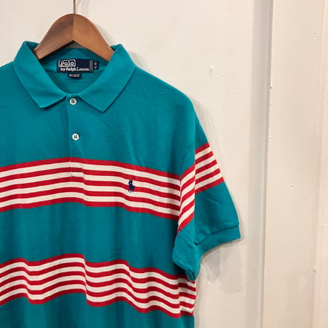 POLO RALPH LAUREN custom fit border polo shirts(XL)