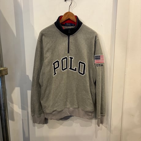 POLO RALPH LAUREN fleece half-zip sweat(M)