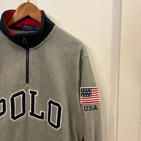 POLO RALPH LAUREN fleece half-zip sweat(M)