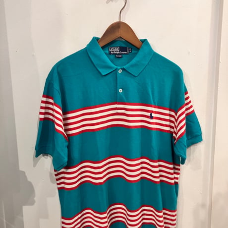 POLO RALPH LAUREN custom fit border polo shirts(XL)