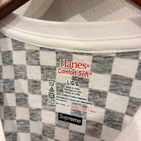 Supreme × Hanes checkerboard tagless tee (L)