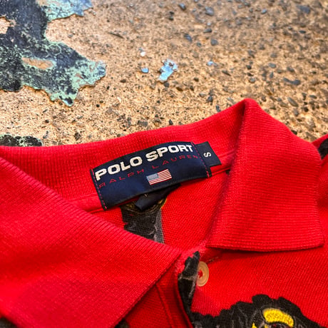 POLO SPORT "watch" all over print polo shirt (S)