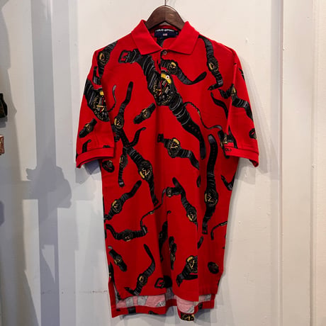 POLO SPORT "watch" all over print polo shirt (S)