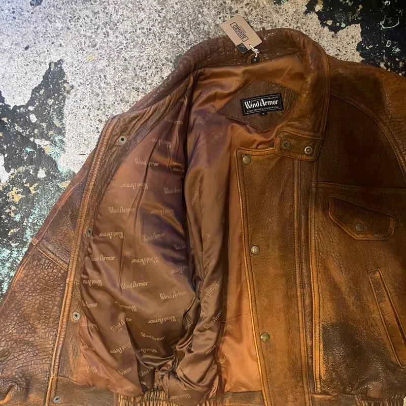 袖丈約59センチvintage lether bomber jacket brown M