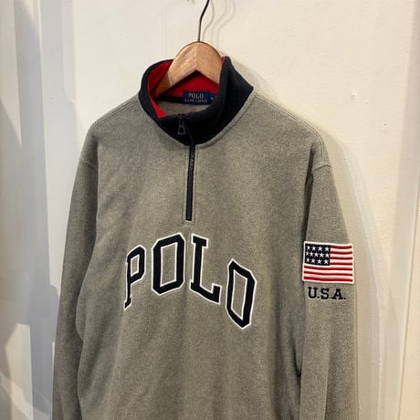 POLO RALPH LAUREN fleece half-zip sweat(M)