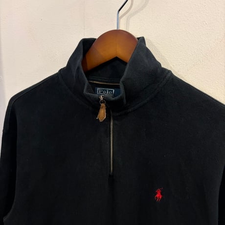 【Web限定】POLO RALPH LAUREN small pony half-zip sweat (Black/Red)