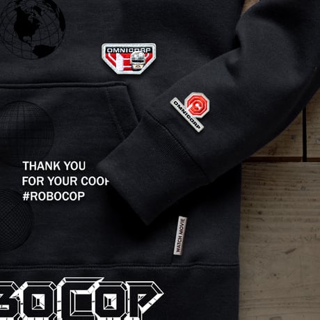 映画『ロボコップ』(1987年)より、ROBOCOP OMNI CORP HOODY