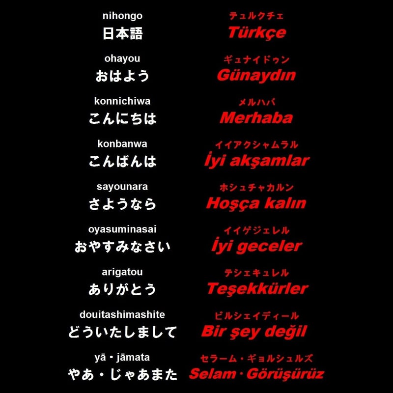 トルコ語（あいさつ）Tシャツ ブラック | peace-and-happiness