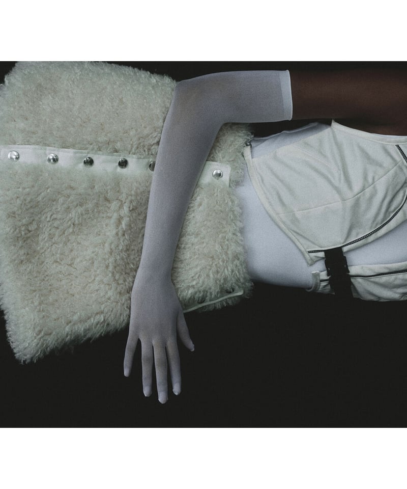 KISHIDAMIKI poodle fur mini skirt white