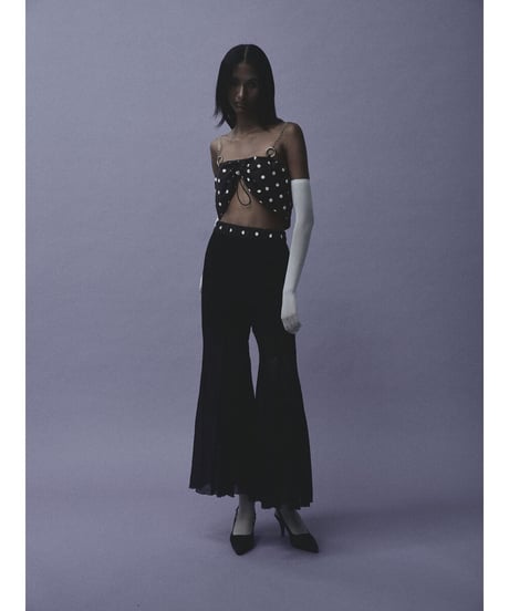 polka dot flare trousers