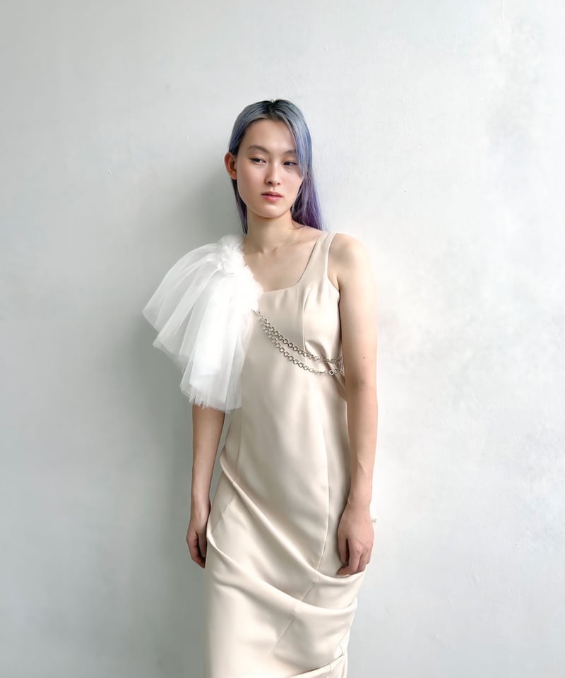 kishidamiki チュールチェーンベルト　ホワイト　litmus tulle chain belt | KISHIDAMIKI