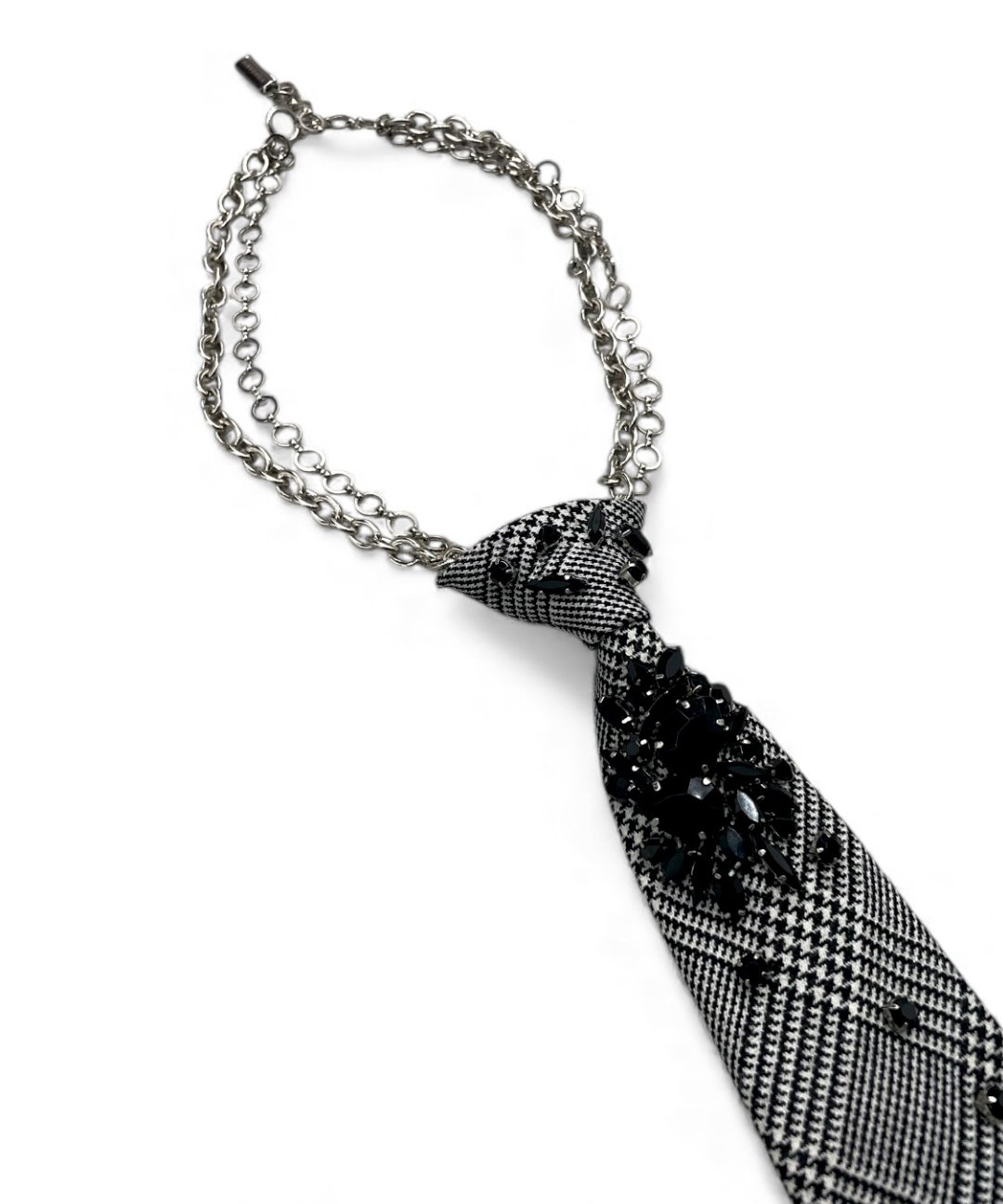 chain tie - glen check/ black bijou | KISHIDAMIKI